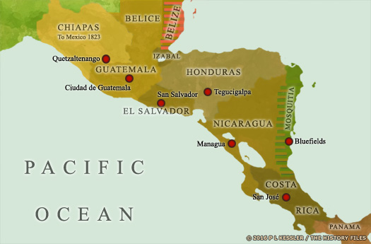 Map of Central America in the 1830s