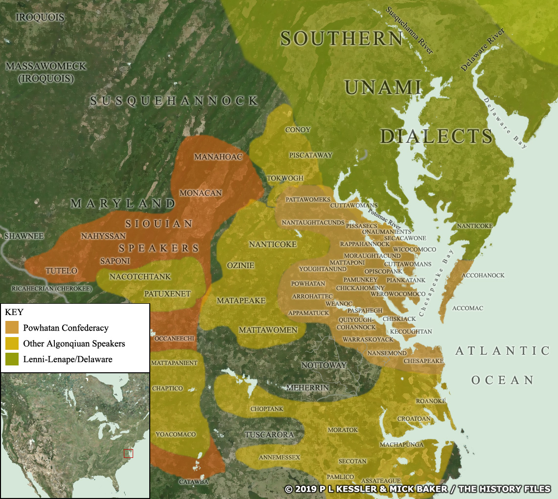 Map of the Powhatan confederacy AD 1600