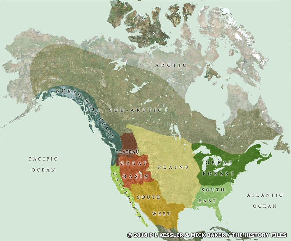 Map of the North American native regions