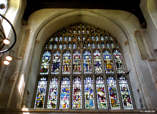 Stained glass windows in Rochester Cathedral in Kent