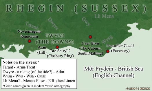 Map of pre-Saxon Sussex