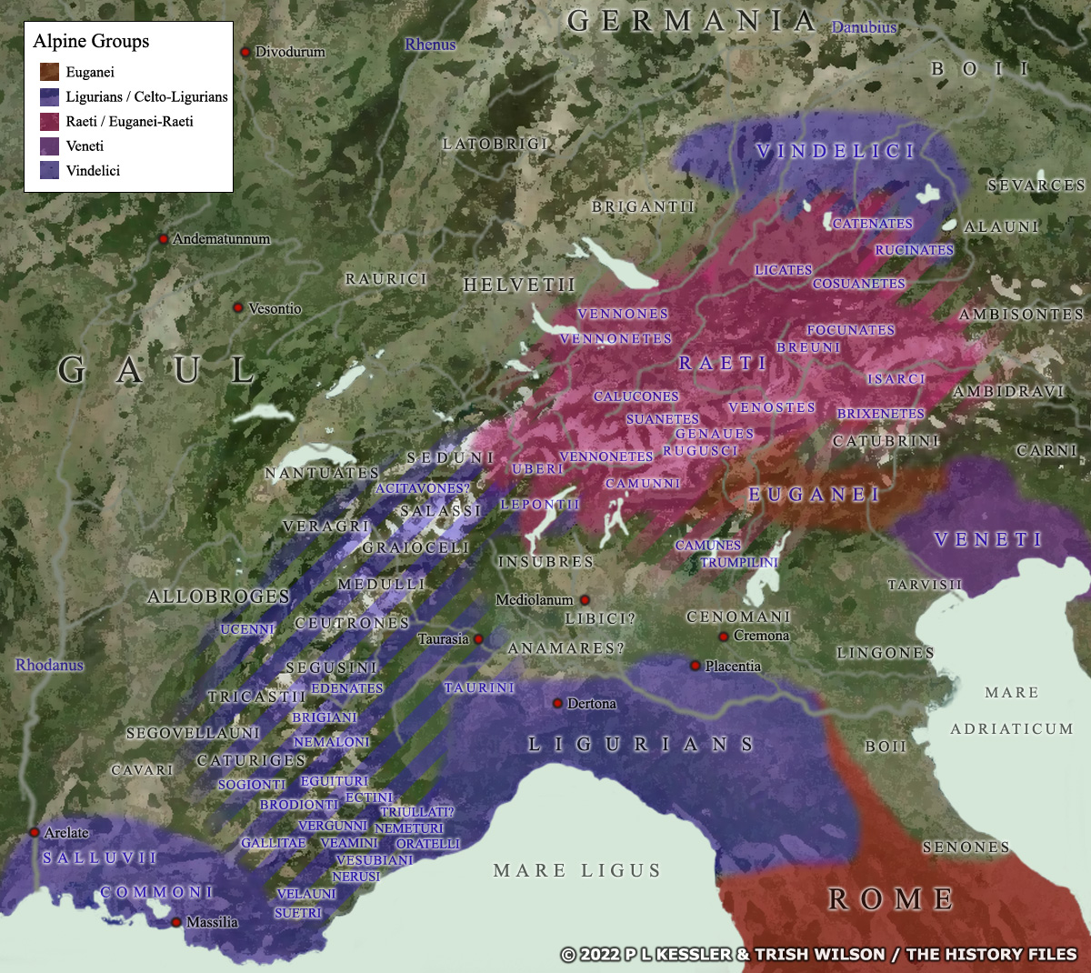 Map of the Alpine and Ligurian tribes, c.200-15 BC