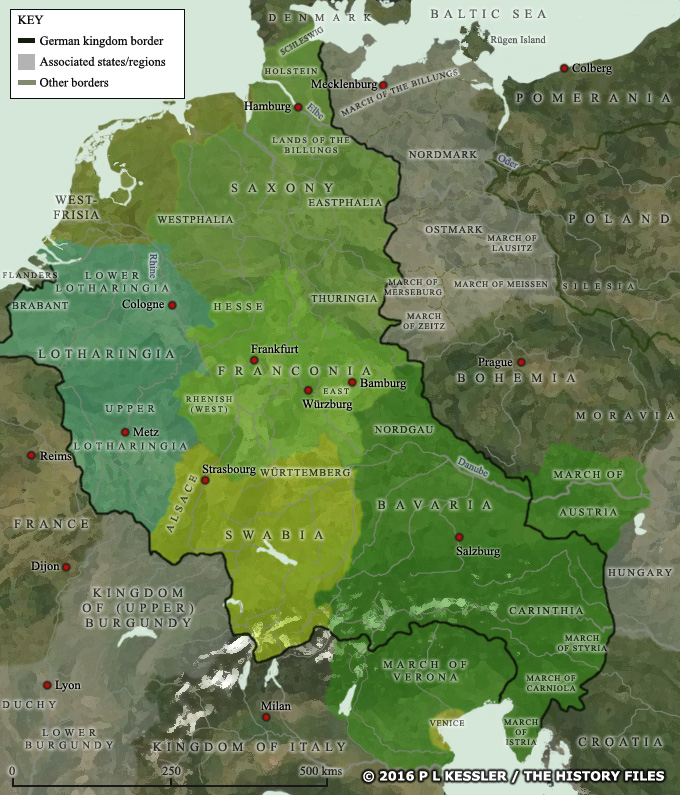 Map of German states AD 962