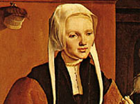 Portrait of a Woman at the Spinning Wheel, oil painting by Maerten van Heemskerck, 1529