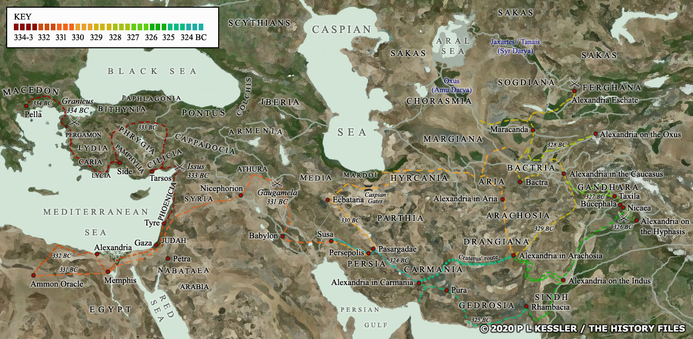 Map of Central Asia & Eastern Mediterranean 334-323 BC