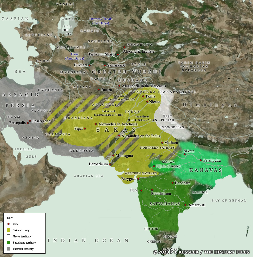 Map of Central Asia and India c.50 BC