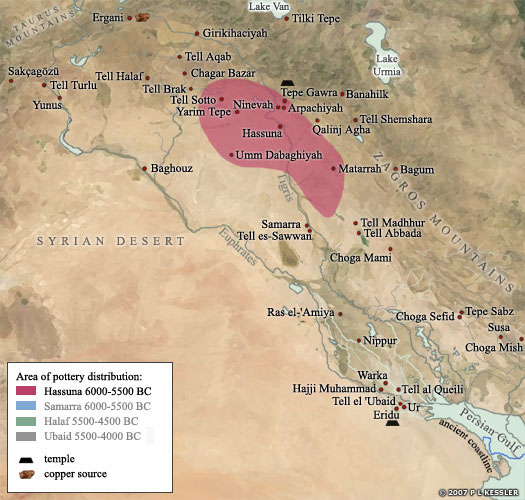 Map of the Hassuna Culture in Mesopotamia