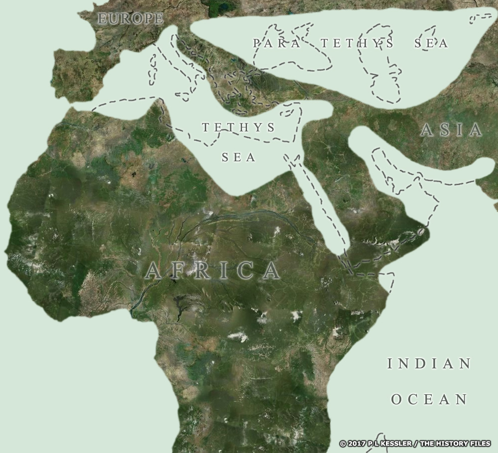 Middle Miocene coastline map