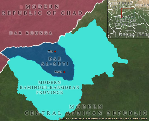 A map of Dar al-Kuti and surroundings