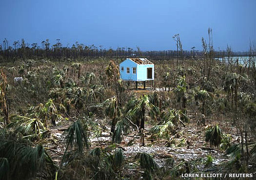 Hurricane Dorian damage in the Bahamas in 2019