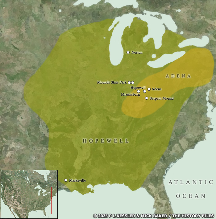 Map of the Adena and Hopewell cultures