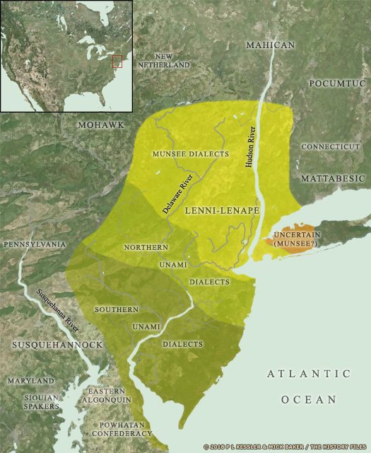 Map showing Lenni Lenape territory