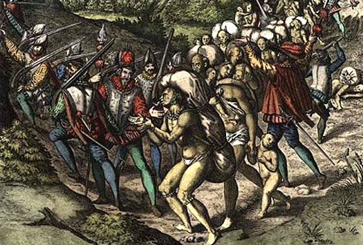Spanish slavers capture Indians of the Carolinas