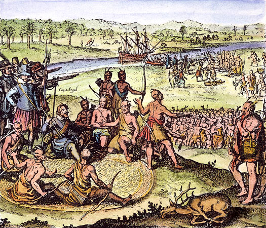 Chickahominy natives meet the English settlers