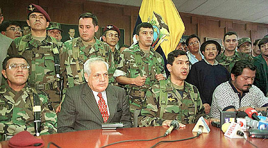 Carlos Solórzano, Colonel Lucio Gutiérrez, and Antonio Vargas