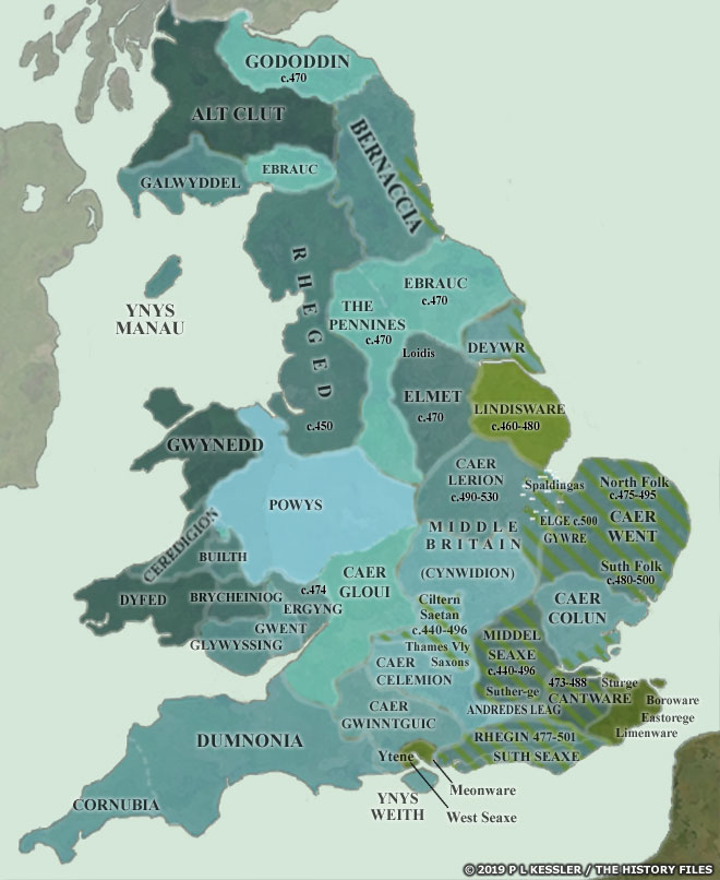 Map of England AD 475-500