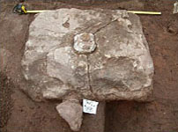 Roman stone block with iron fixings