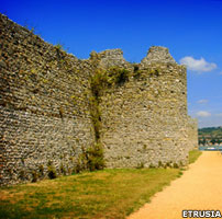 Portchester castle's seaward walls 