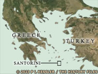 Map of the Aegean, highlighting the location of Santorini