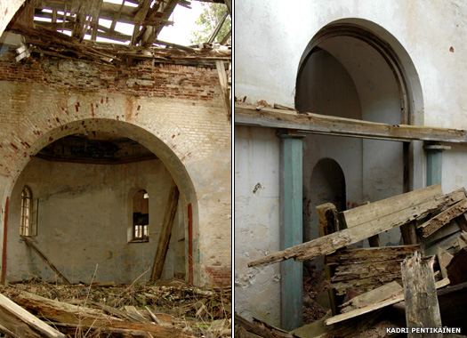 The ruined interior of Kuri Orthodox Church, Hiiumaa, Estonia