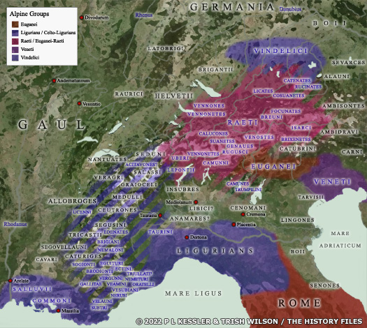 Map of Alpine and Ligurian tribes, c.200-15 BC
