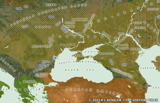 Map of Scythian Lands around 500 BC