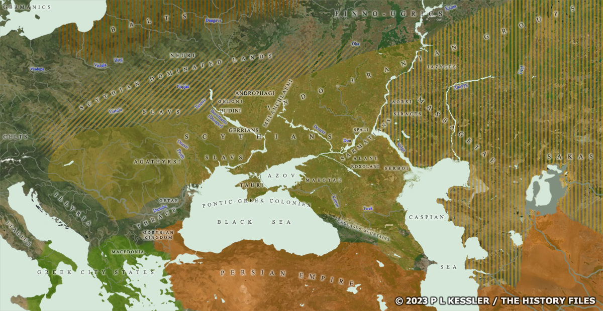 Map of Scythian Lands around 500 BC