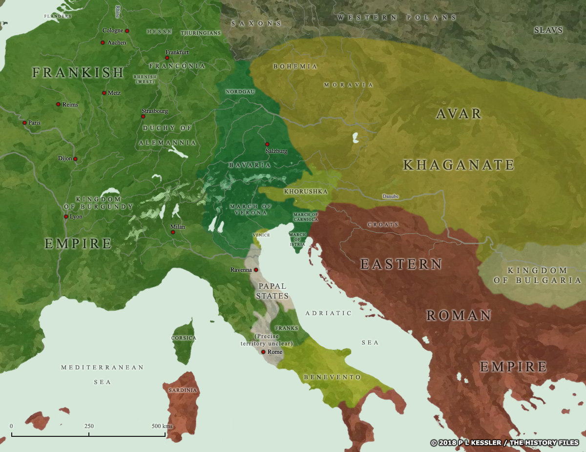 Map of the Frankish Empire in AD 800