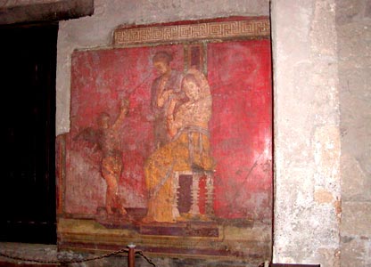 In the room of the Large Painting a cycle of frescoes was dedicated to the Dionysiac ceremonies