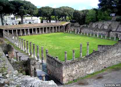 The Gladiator Barracks lies on the southern edge of Pompeii