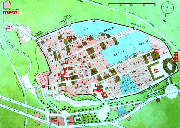 Map of the ruins of Pompeii