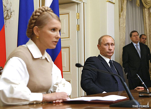 Ukrainian Prime Minister Yulia Tymoshenko and Vladimir Putin of Russia