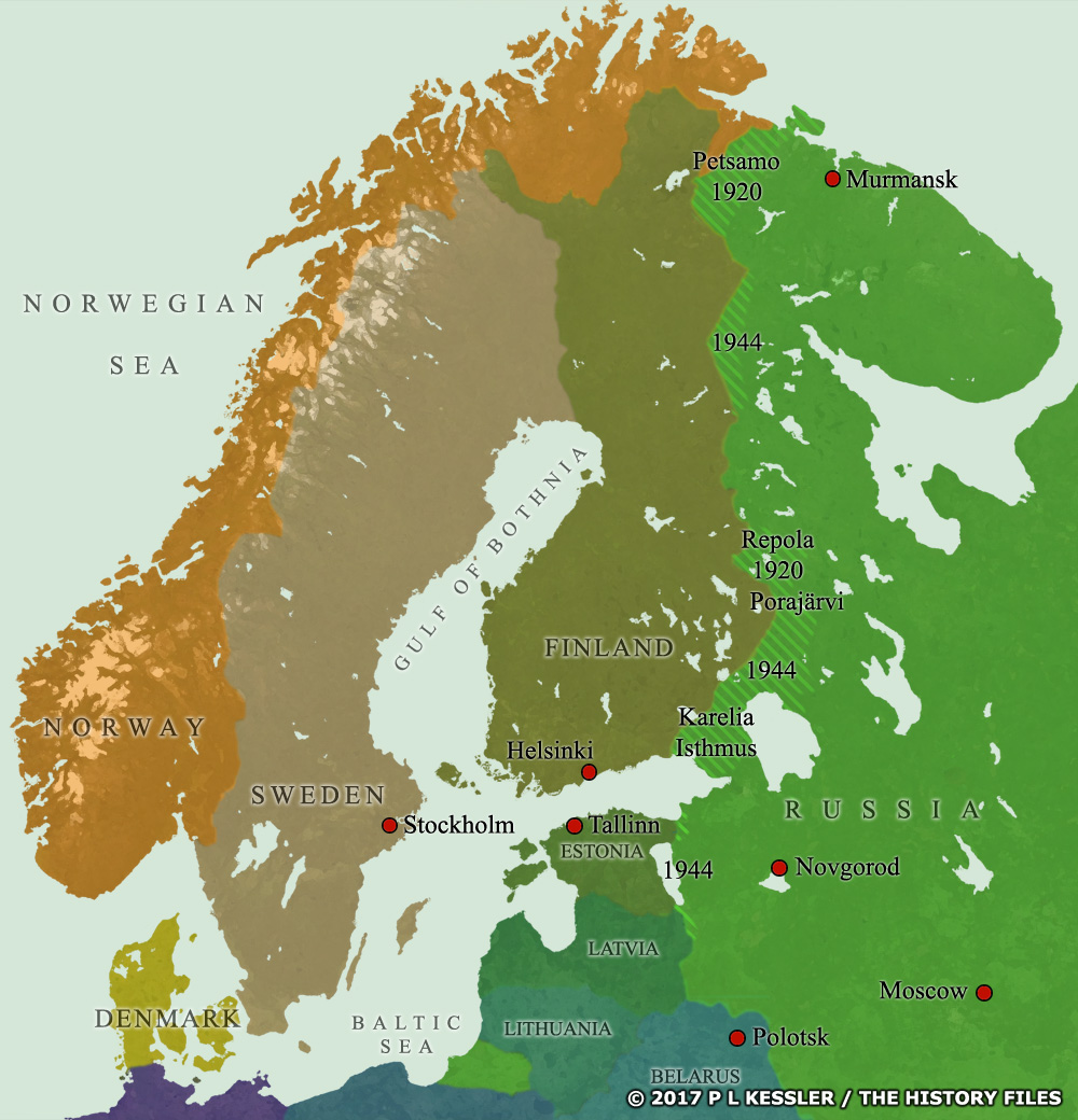 Map of Scandinavia AD 1917-1944