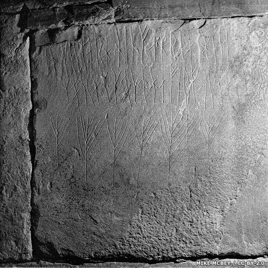 Neolithic (Viking) writing, Maeshowe, Orkney Islands by Mike McBey