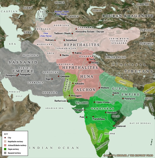 Map of Central Asia and India AD 500