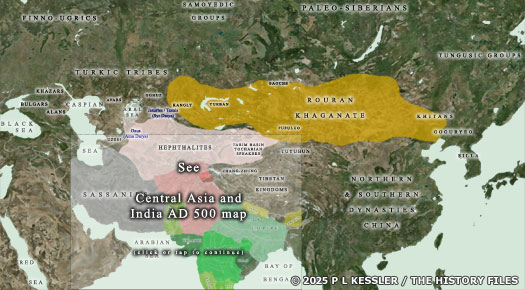 Map of Central Asia - Turkic Expansion AD 300-600