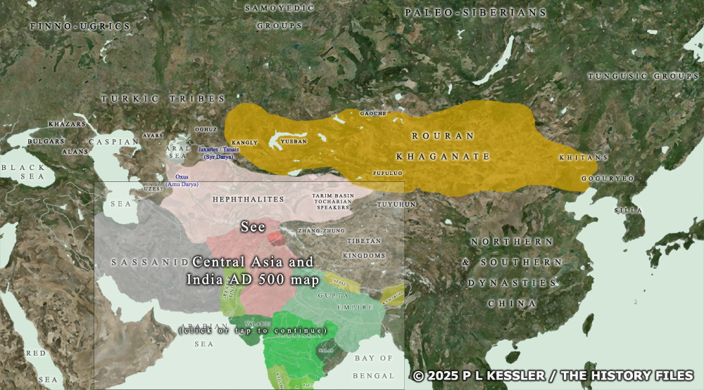 Map of Central Asia AD 490-500