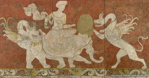 Varakhsha Palace's red wall paintings