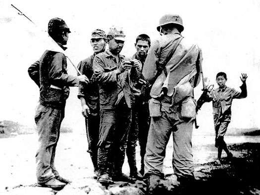 Japanese troops surrendering at Guadalcanal