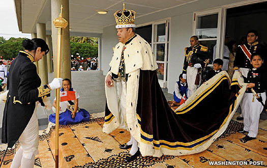 King Tupou V of Tonga at his coronation