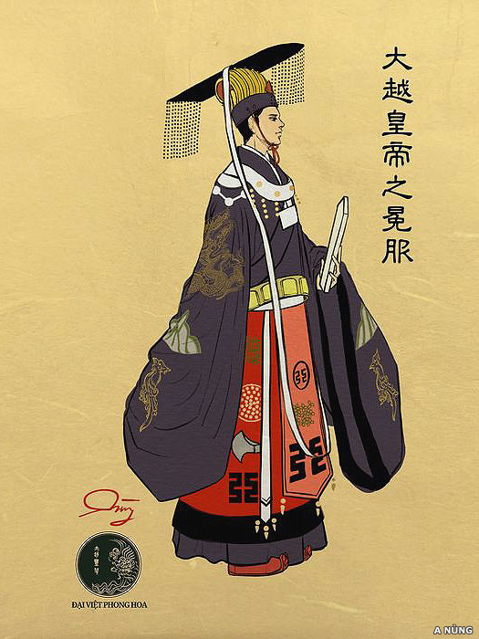 Typical Later Li and Tran dynasty imperial costume