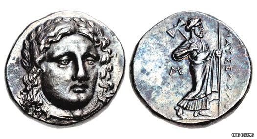 A coin issued by Mausolus of Halicarnassus