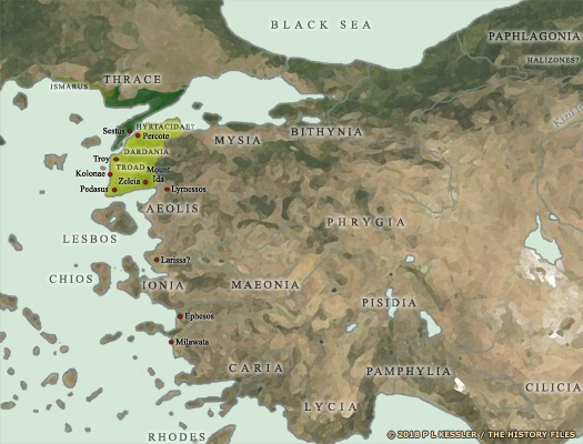 Map of the Trojan War states c.1200 BC