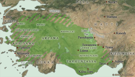 Map of Anatolia c.1450 BC