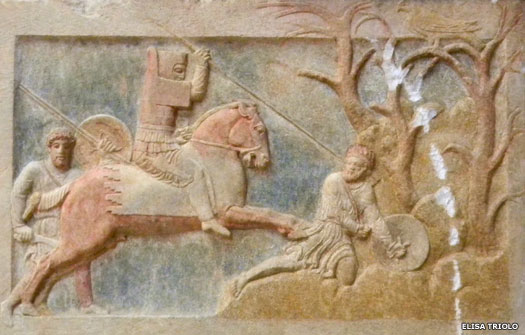 Phrygian horseman attacking a Greek psiloi