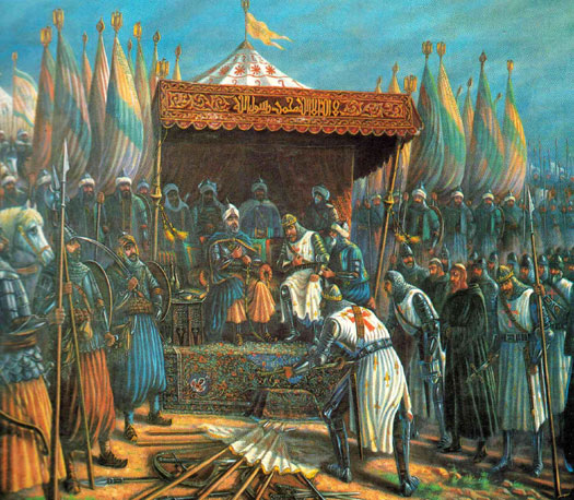Saladin accepts the surrender of Guy de Lusignan