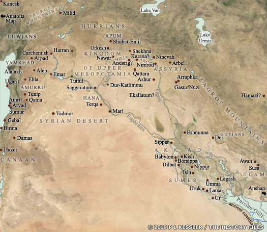 Map of Mesopotamia c.2000-16000 BC