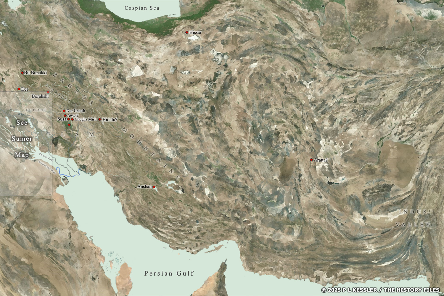 Map of Elam and the Iranian Plateau