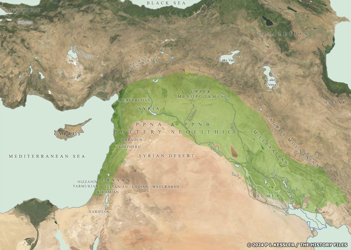 Map of the Fertile Crescent of the Neolithic