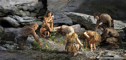 Neanderthals picking flowers for the dead